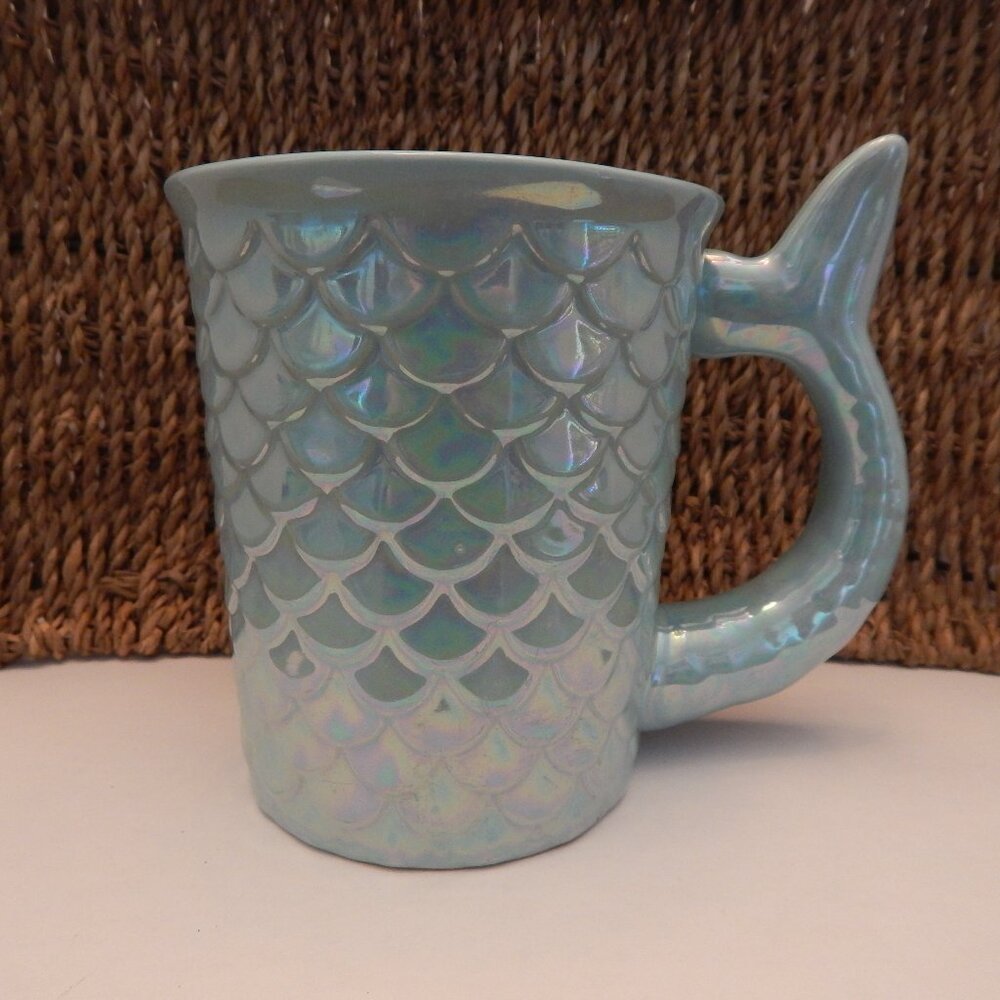 MERMAID FOR LIFE Mug Cup Green Iridescent by Global Design Connections Excellent